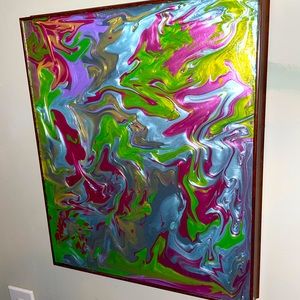 Thick wooden frame acrylic pour